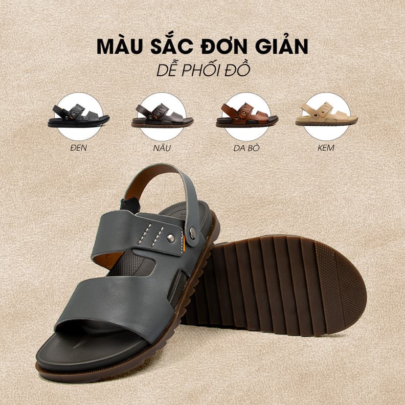Ảnh -Giày/Dép Sandal Nam Da Bò Nappa Đế có Rãnh Chống Trượt TMS30100 4