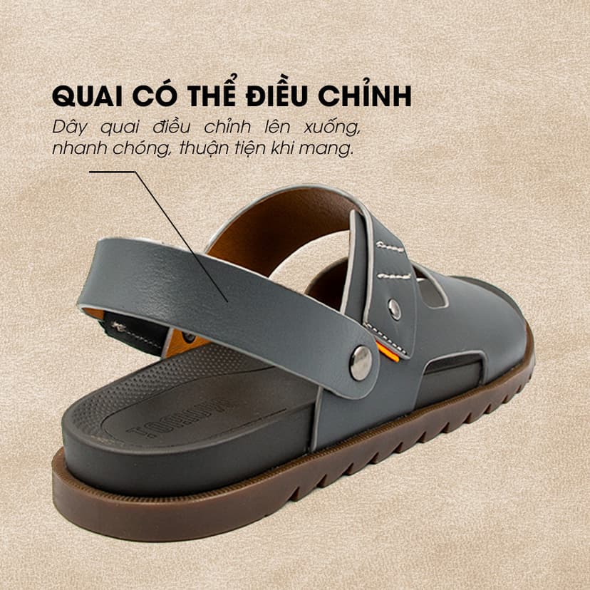 Ảnh -Giày/Dép Sandal Nam Da Bò Nappa Đế có Rãnh Chống Trượt TMS30100 2