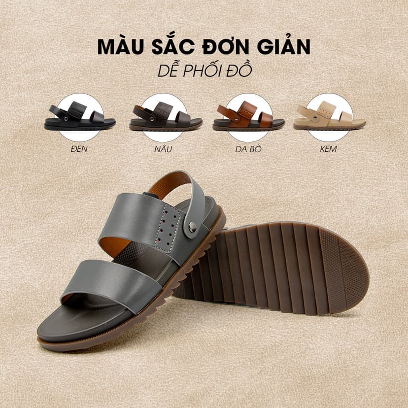 Ảnh -Giày/Dép Sandal Nam Da Bò Nappa Đế có Rãnh Chống Trượt TMS30200 4