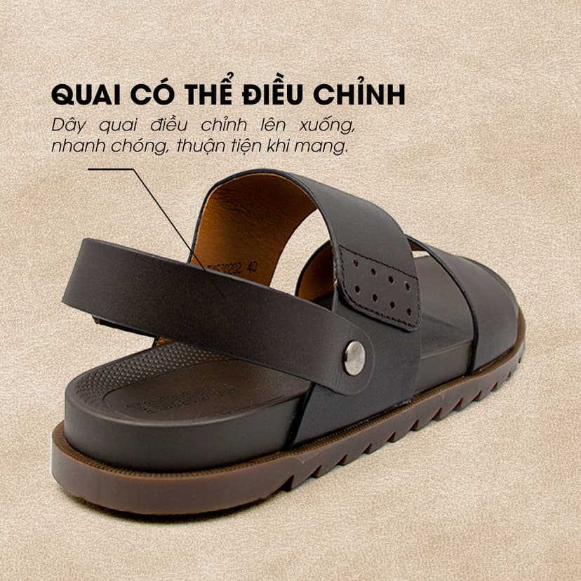 Ảnh -Giày/Dép Sandal Nam Da Bò Nappa Đế có Rãnh Chống Trượt TMS30202 2