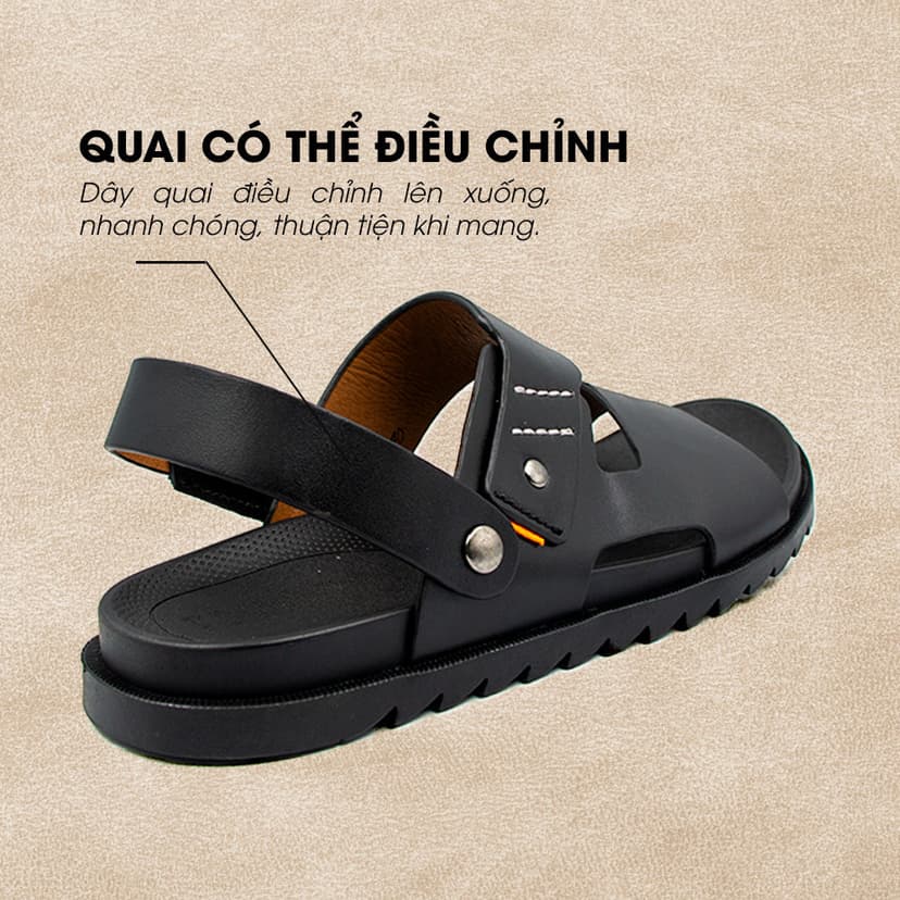 Ảnh -Sandal Tomoyo Da Bò Thật Đế Rãnh Chống Trượt TMS30101 2