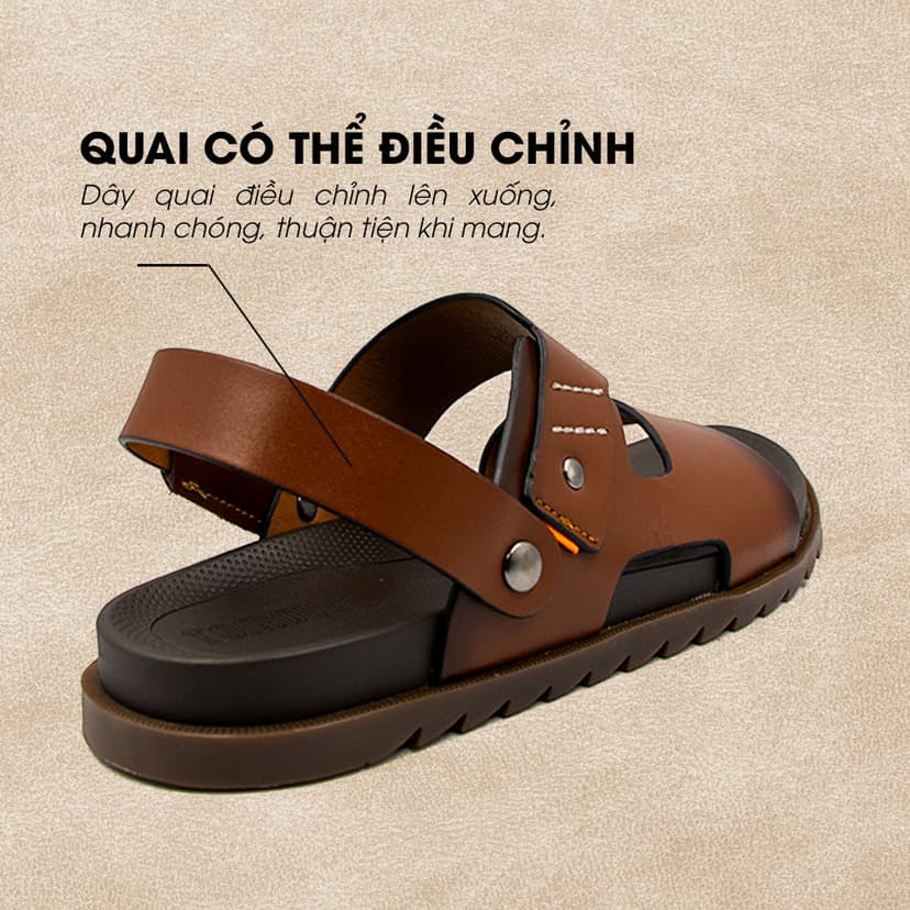 Ảnh -Giày/Dép Sandal Nam Da Bò Nappa Đế có Rãnh Chống Trượt TMS30103 2
