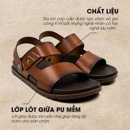 Thumbnail -Giày/Dép Sandal Nam Da Bò Nappa Đế có Rãnh Chống Trượt TMS30103 1