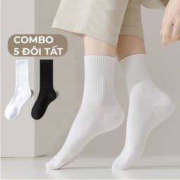 Thumbnail Tất nam cổ cao G2 chất cotton vớ dài nữ trơn basic co giãn bốn chiều phong cách unisex Hàn Quốc 1