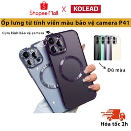 Thumbnail Ốp Điện Thoại từ tính Silicon Trong Suốt KOLEAD P41 Có viền và Vòng Kim Loại Sang Trọng Cho iphone 12 13 14 Pro Max plus 1