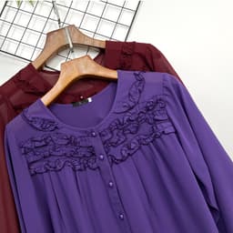 Thumbnail Áo Nữ Trung Niên MAI THY, Mẫu Tay Lỡ Viền Bèo Cổ Tròn Cho Mẹ Trung Tuổi Sang Trọng Lịch Sự | Thời Trang Trung Niên U50 3