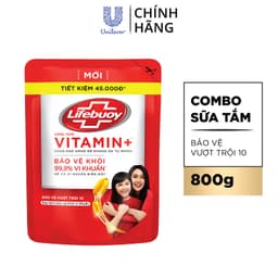 Thumbnail Sữa Tắm Lifebuoy Sạch Khuẩn Bảo Vệ Khỏi 99.9% Vi Khuẩn Chứa Ion Bạc+ Hỗ Trợ Cùng Đề Kháng Da Tự Nhiên 800G 1