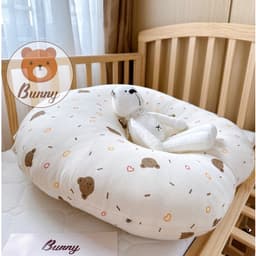Thumbnail Gối Chống Trào Ngược Kidworlds Bunny Đệm Chống Trào Ngược Xô Muslin Trần Bông Organic Cho Bé Sơ Sinh 1