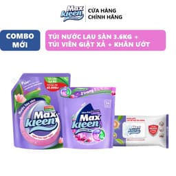 Thumbnail Combo MaxKleen: Túi Lau Sàn 3.6kg Ngàn Hoa Ngọt Ngào + Túi Viên Giặt Xả + Khăn Ướt Lau Bề Mặt Đa Năng 2