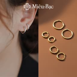 Thumbnail Khuyên tai bạc nam nữ tròn trơn chốt bấm Miêu Bạc đủ size chất liệu bạc S925 phụ kiện trang sức B400071 MB01 (1 chiếc) 2