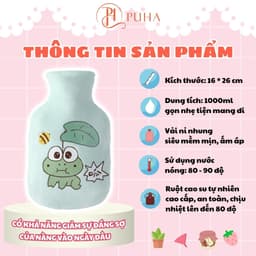 Thumbnail Túi chườm đa năng PUHA, phiên bản hình thú 1000ml dễ thương đáng yêu dành cho bạn nữ 4