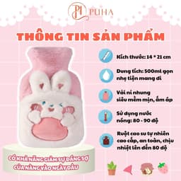 Thumbnail Túi chườm nóng lạnh đa năng Puha 500ml họa tiết thỏ bunny dễ thương quà tặng bạn gái 4