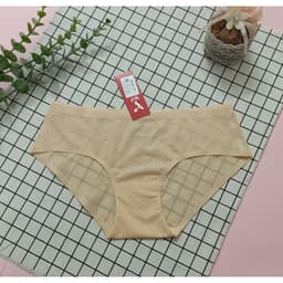 Thumbnail Quần lót nữ biết thở không đường may Vicci 209 kẻ caro thông hơi màu da 2