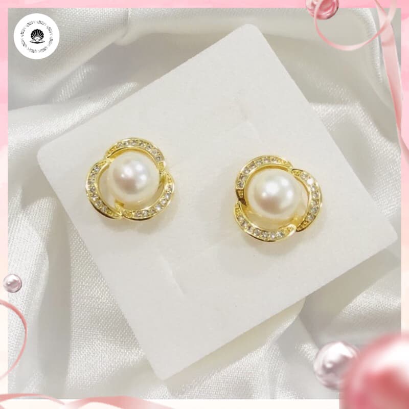 Ảnh Bông Tai Bạc S925 Đính Hạt Ngọc Trai 9ly Hoa Tai Hạt Trai Nước Ngọt Thời Trang - Ngọc Trai Trường Thịnh 1