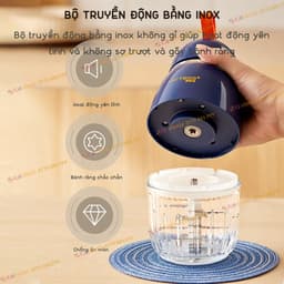 Thumbnail Máy xay ăn dặm cho bé KidsWorld Hattiecs 8 lưỡi dao cối thuỷ tinh 300ml xay thịt xay sinh tố tỏi ớt 3