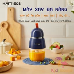 Thumbnail Máy xay ăn dặm cho bé KidsWorld Hattiecs 8 lưỡi dao cối thuỷ tinh 300ml xay thịt xay sinh tố tỏi ớt 1