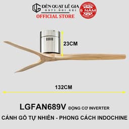 Thumbnail Quạt Trần Gỗ Phong Cách Đông Dương LÊ GIA LGFAN689V - Chiều Cao 23cm - Sải Cánh 132cm - Bảo Hành 5 Năm 1