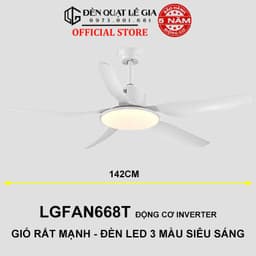Thumbnail Quạt Trần Đèn Gió Mạnh LÊ GIA LGFAN668T - Chiều Cao 38cm - Sải Cánh 142cm - Bảo Hành 5 Năm 1