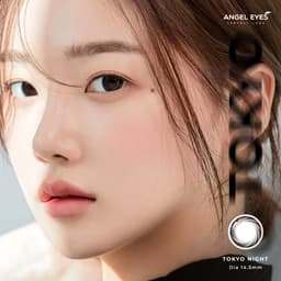 Thumbnail Lens đen giãn tròng có độ 0-8 Tokyo Night nhãn hiệu Angel Eyes, kính áp tròng đen tự nhiên đi học đi làm 1