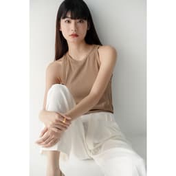 Thumbnail Áo Tank Top Nữ MONOTALK Chất Cotton Kẻ Tăm Dáng Ôm Cổ Yếm T20001FT 4