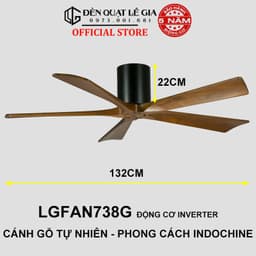 Thumbnail Quạt Trần Cánh Gỗ Phong Cách Indochine LÊ GIA LGFAN738G - Chiều Cao 22cm - Sải Cánh 132cm - Bảo Hành 5 Năm 1
