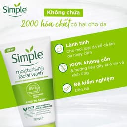Thumbnail Sữa Rửa Mặt Dưỡng Ẩm Cho Da Dầu Mụn Nhạy Cảm Simple Kind To Skin Refreshing Facial Wash 150ml 4