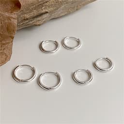 Thumbnail Khuyên bấm bạc tròn trơn unisex nam nữ đơn giản Dế Bạc - bạc 925 an toàn cho da - K5589 2