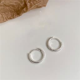 Thumbnail Khuyên bấm bạc tròn trơn unisex nam nữ đơn giản Dế Bạc - bạc 925 an toàn cho da - K5589 3