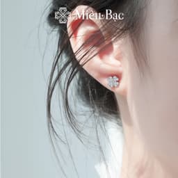 Thumbnail Bông tai nữ Miêu Bạc Cỏ May Mắn chất liệu bạc 925 thời trang phụ kiện trang sức nữ E044 2