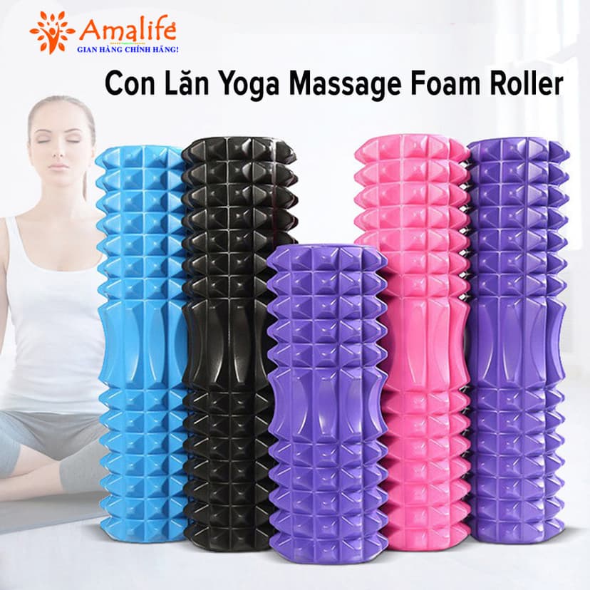 Ảnh Con Lăn Yoga Massage Foam Roller Ống Trụ Xốp Tập Thể Thao Giãn Cơ Có Gai Roam Rollet Cao Cấp Chính Hãng Amalife 1