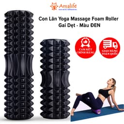 Thumbnail Foam Roller Massage Màu ĐEN - Con Lăn Yoga Matxa Tập Gym Tập Thể Thao Giãn Cơ Ống Trụ Lăn Xốp Có Gai Hãng Amalife 1