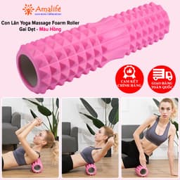 Thumbnail [Màu Hồng] Foam Roller Massage - Con Lăn Yoga Matxa Tập Gym Tập Thể Thao Giãn Cơ Ống Trụ Lăn Xốp Có Gai Hãng Amalife 1