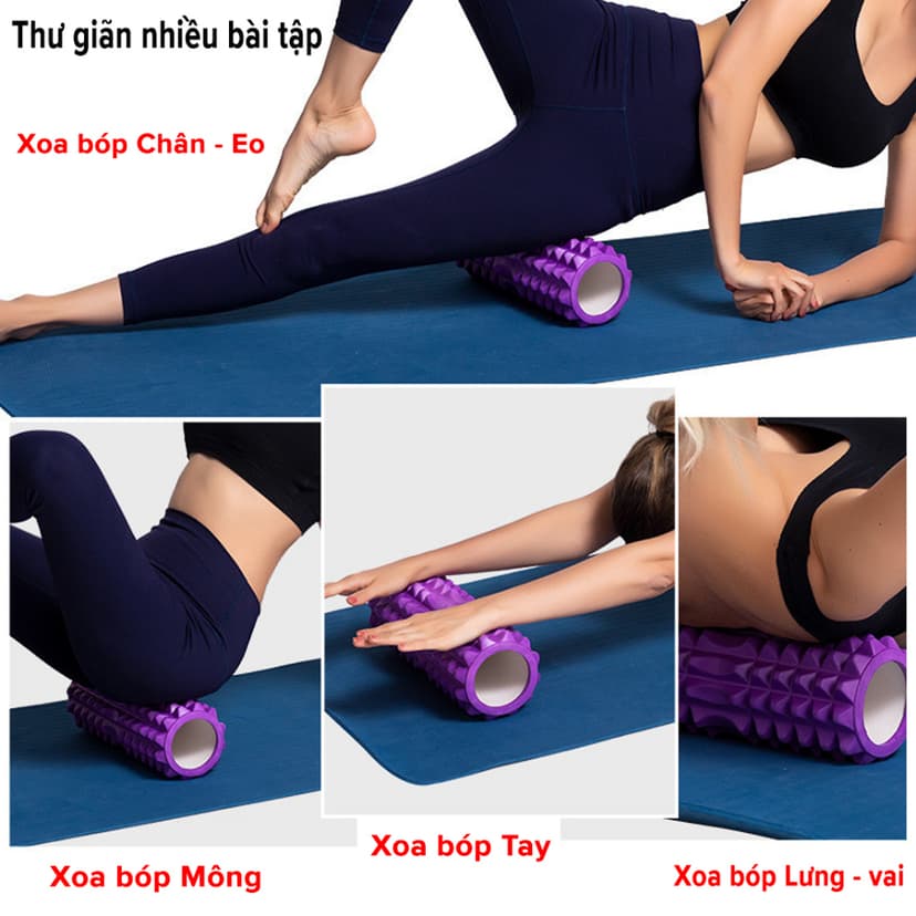 Ảnh Con Lăn Yoga Massage Foam Roller - Ống Trụ Lăn Xốp Tập Thể Thao Giãn Cơ Gai Nhọn Chính Hãng Amalife 2
