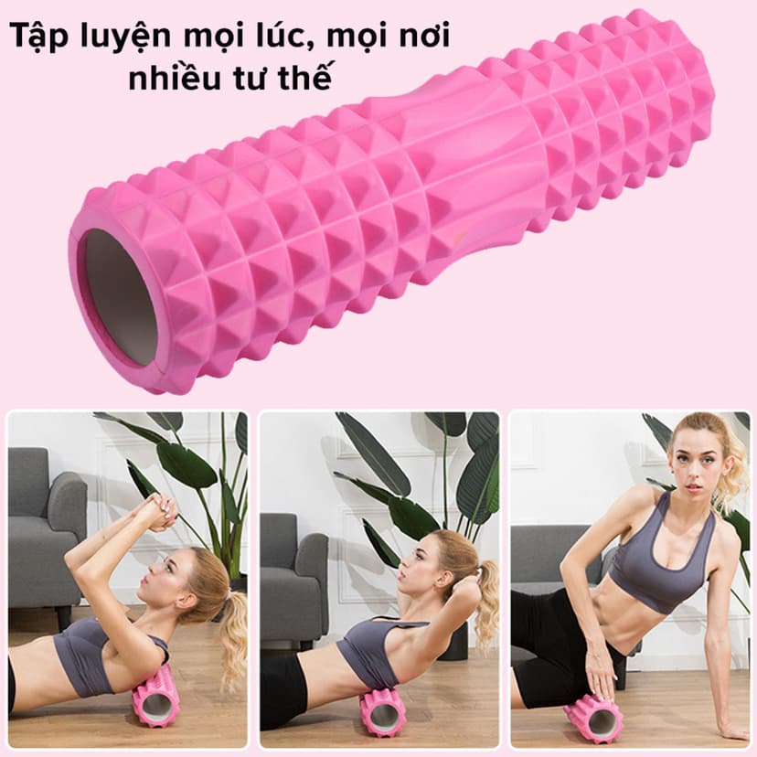 Ảnh Con Lăn Yoga Massage Foam Roller - Ống Trụ Lăn Xốp Tập Thể Thao Giãn Cơ Gai Nhọn Chính Hãng Amalife 3