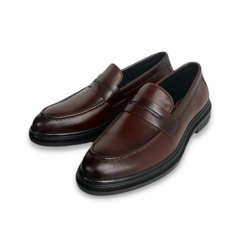 Ảnh Giày da bò nam FTT Leather dáng lười Penny Loafer trơn độn đế ẩn tăng chiều cao màu đen, nâu F0303 2