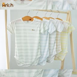 Thumbnail Body chip cộc tay phối sọc Arich,vải sợi tre thông hơi, mát, mịn cho bé trai, gái sơ sinh -18 tháng 2
