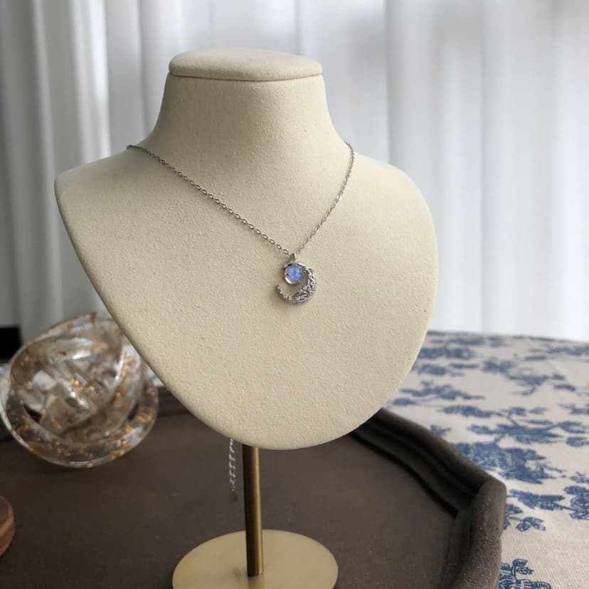 Ảnh Bộ Trang Sức Bạc 925 Moonstone DẾ BẠC Đá Ánh Trăng Lấp Lánh Quà Tặng Bạn Gái Người Yêu D4426 3