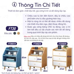 Thumbnail Kệ Tủ Đầu Giường Gỗ Mini Nhiều Ngăn Đẹp Hiện Đại FIVO Phong Cách Châu Âu Sang Trọng, Phù Hợp Cho Mọi Kiểu Phòng 3
