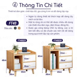 Thumbnail Kệ Tủ Đầu Giường Gỗ Mini Nhiều Ngăn Đẹp Hiện Đại FIVO Phong Cách Châu Âu Sang Trọng, Phù Hợp Cho Mọi Kiểu Phòng 4