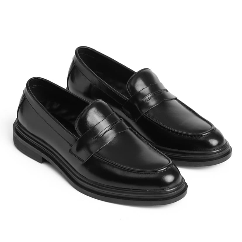 Ảnh Giày da bò nam FTT Leather dáng lười Penny Loafer trơn độn đế ẩn tăng chiều cao 3