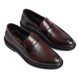 Thumbnail Giày da bò nam FTT Leather dáng lười Penny Loafer trơn độn đế ẩn tăng chiều cao màu đen, nâu F0303 4