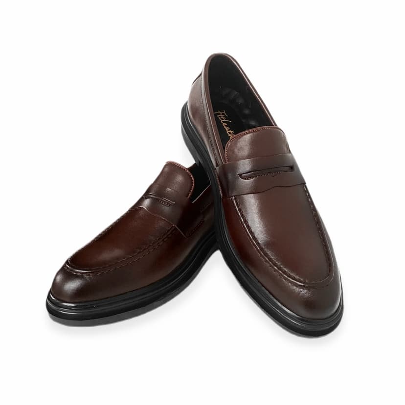 Ảnh Giày da bò nam FTT Leather dáng lười Penny Loafer trơn độn đế ẩn tăng chiều cao màu đen, nâu F0303 3