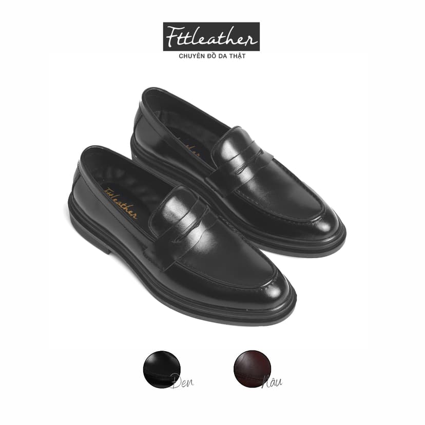 Ảnh Giày da bò nam FTT Leather dáng lười Penny Loafer trơn độn đế ẩn tăng chiều cao 2