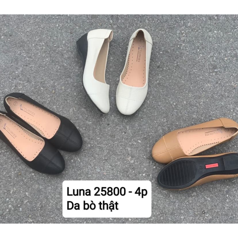 Ảnh Giày trung niên nữ da bò thật LUNASHOES 2303 đế xuồng cao 5p mũi tròn mềm êm chân 3