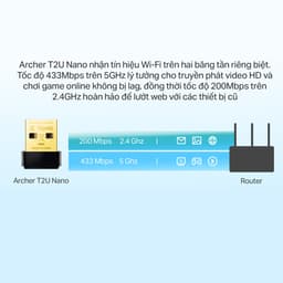 Thumbnail Bộ Chuyển Đổi USB Wifi TP-Link Archer T2U Nano Băng Tần Kép Chuẩn AC 600Mbps 3