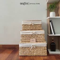 Thumbnail Giỏ lục bình ONGTRE hình chữ nhật, hình tròn đựng đồ phòng khách, phòng ngủ, khay đựng đồ 1