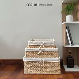 Thumbnail Giỏ lục bình ONGTRE hình chữ nhật, hình tròn đựng đồ phòng khách, phòng ngủ, khay đựng đồ 3