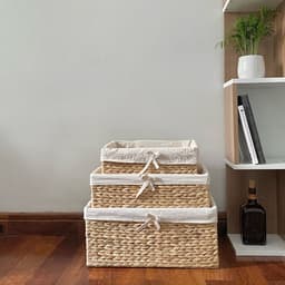 Thumbnail Giỏ lục bình ONGTRE hình chữ nhật, hình tròn đựng đồ phòng khách, phòng ngủ, khay đựng đồ 4