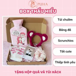 Thumbnail Hộp quà tặng sinh nhật bạn gái, combo túi chườm nóng Puha giảm đau bụng kinh cho người yêu 1