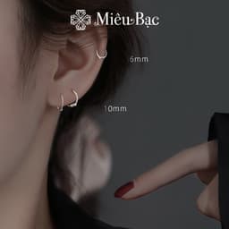 Thumbnail Khuyên tai bạc nữ Miêu Bạc xoắn lò xo basic chất liệu bạc s925 thời trang phụ kiện trang sức B400393 3